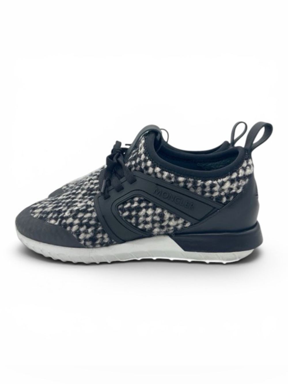 Moncler Women's 38 Multi-Color Meline Neoprene Knit 2tone Tweed Lace-Up Sneakers